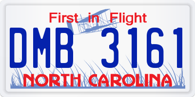 NC license plate DMB3161