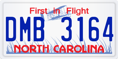 NC license plate DMB3164