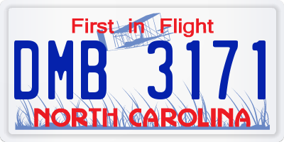 NC license plate DMB3171