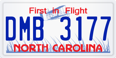 NC license plate DMB3177