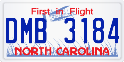 NC license plate DMB3184