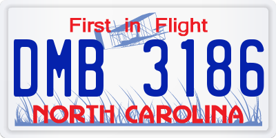 NC license plate DMB3186