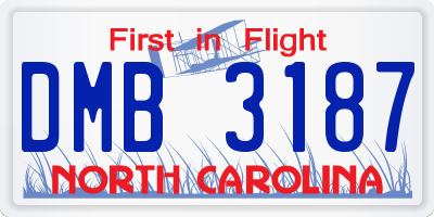 NC license plate DMB3187