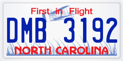 NC license plate DMB3192