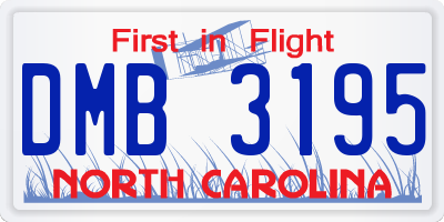 NC license plate DMB3195