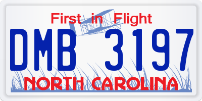 NC license plate DMB3197