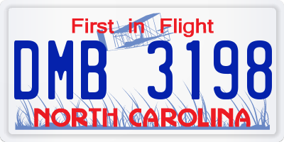 NC license plate DMB3198