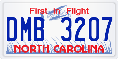 NC license plate DMB3207