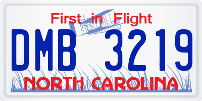 NC license plate DMB3219