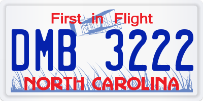 NC license plate DMB3222