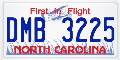 NC license plate DMB3225