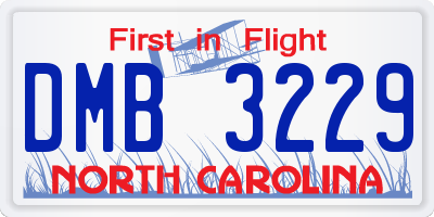 NC license plate DMB3229