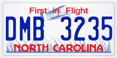 NC license plate DMB3235
