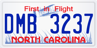 NC license plate DMB3237