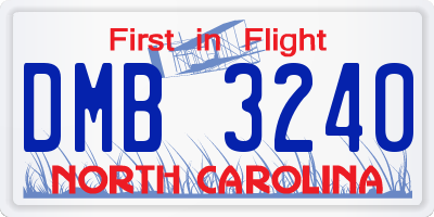 NC license plate DMB3240
