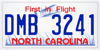NC license plate DMB3241