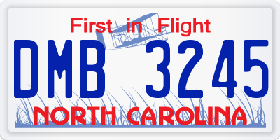 NC license plate DMB3245