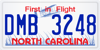 NC license plate DMB3248