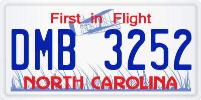 NC license plate DMB3252