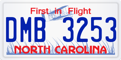 NC license plate DMB3253