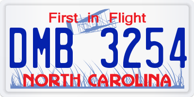 NC license plate DMB3254