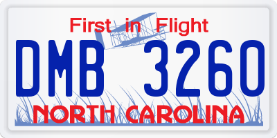 NC license plate DMB3260