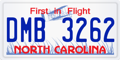 NC license plate DMB3262