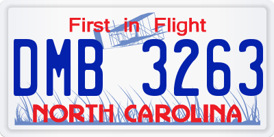 NC license plate DMB3263