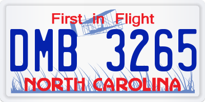 NC license plate DMB3265