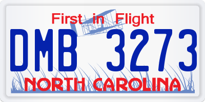 NC license plate DMB3273
