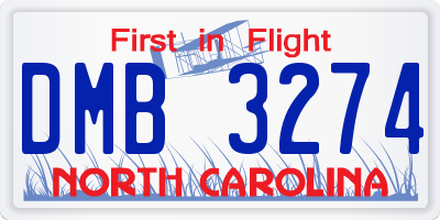 NC license plate DMB3274