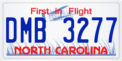 NC license plate DMB3277