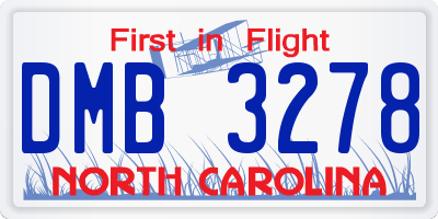 NC license plate DMB3278