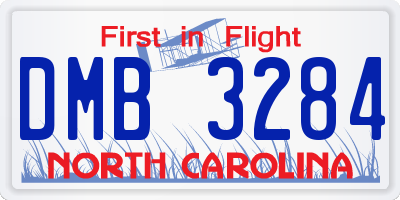 NC license plate DMB3284