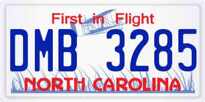 NC license plate DMB3285
