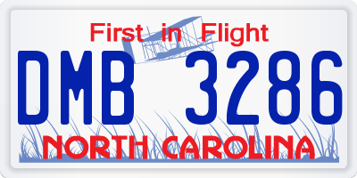 NC license plate DMB3286