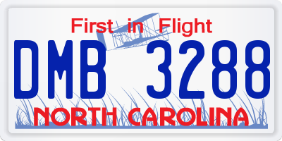 NC license plate DMB3288