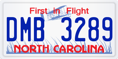 NC license plate DMB3289
