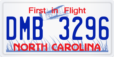 NC license plate DMB3296