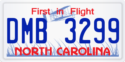 NC license plate DMB3299
