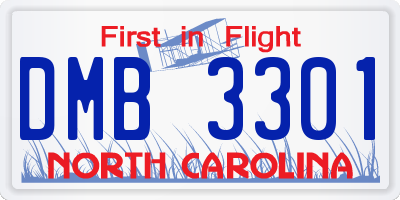 NC license plate DMB3301