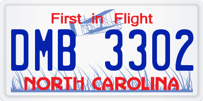 NC license plate DMB3302
