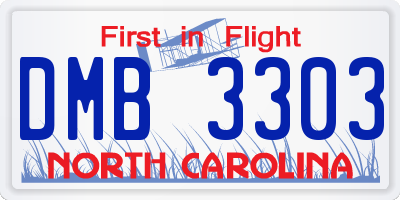 NC license plate DMB3303
