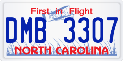 NC license plate DMB3307