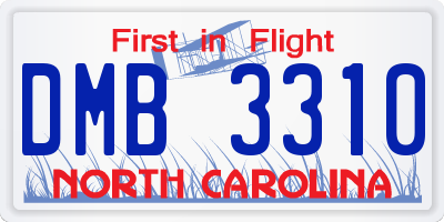 NC license plate DMB3310