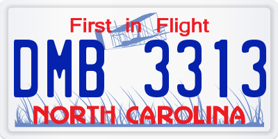NC license plate DMB3313