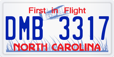 NC license plate DMB3317
