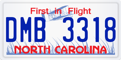 NC license plate DMB3318