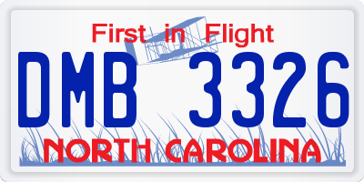 NC license plate DMB3326