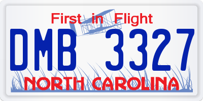 NC license plate DMB3327